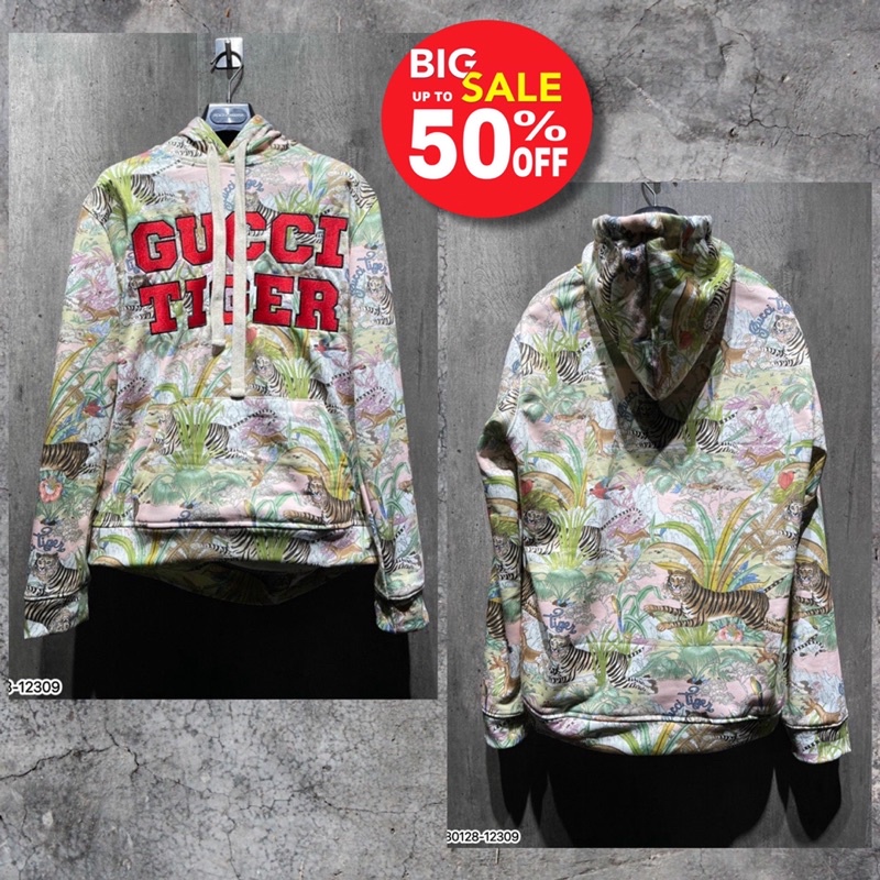 Áo nỉ hoodie hoạ tiết hổ G.C,Áo nỉ có mũ hình hổ G.C thêu 2022