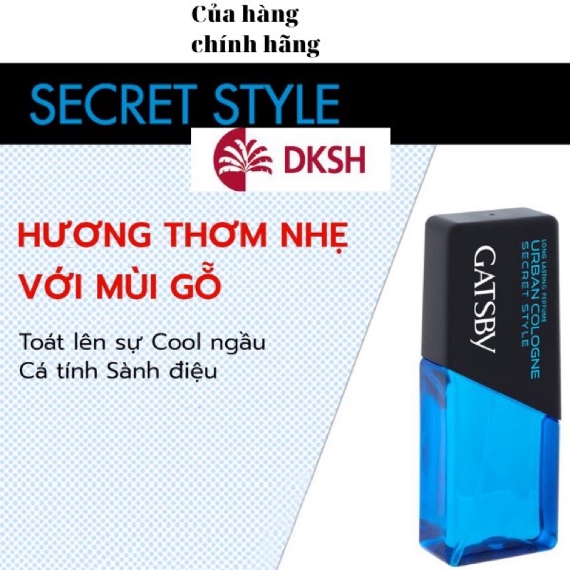 Nước hoa nam chính hãng khô mini thơm lâu Gatsby Urban Cologne Secret Style