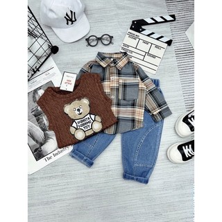 Set 3 chi tiết ảnh thật ( gile len, áo smi, quần bò)
