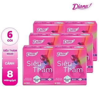 Combo 6 gói băng vệ sinh diana dày siêu thấm maxi có cánh và không cánh