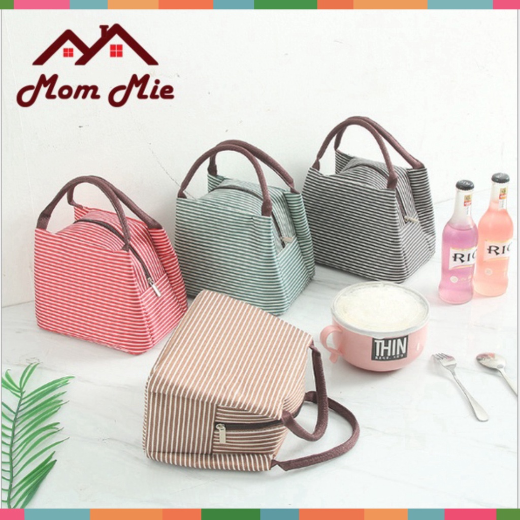 Túi đựng cơm giữ ấm Bento sọc/ trơn - T011 MMM