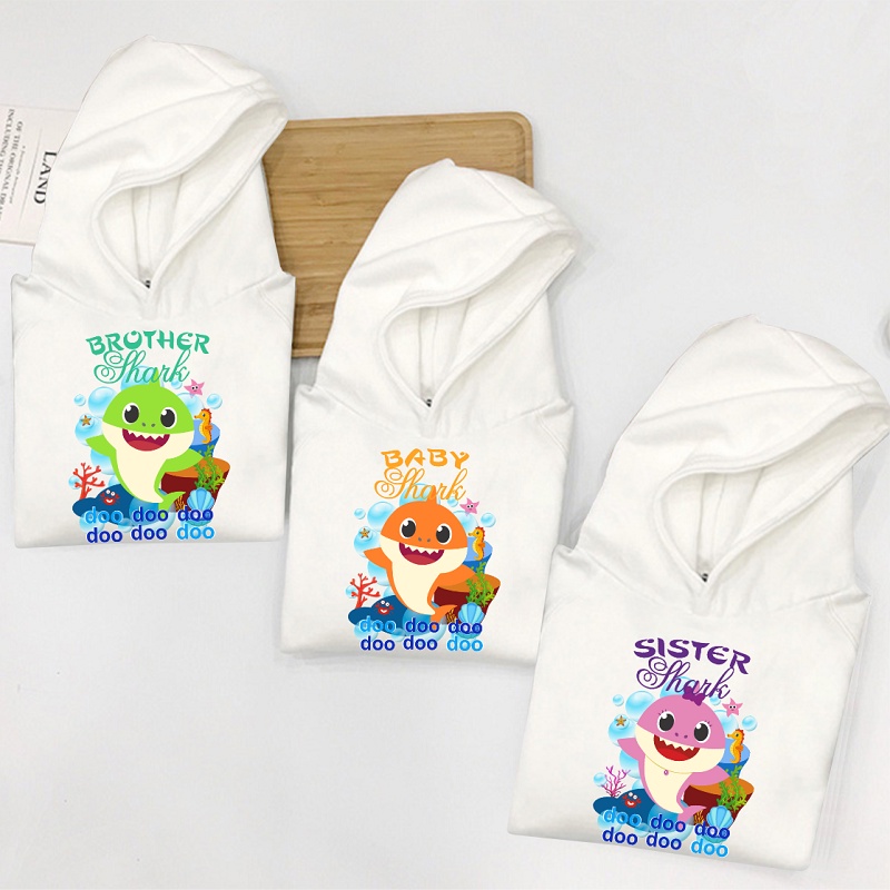 Áo nỉ bông hoodie cho bé in hình baby shark đủ size cho bé trai bé gái