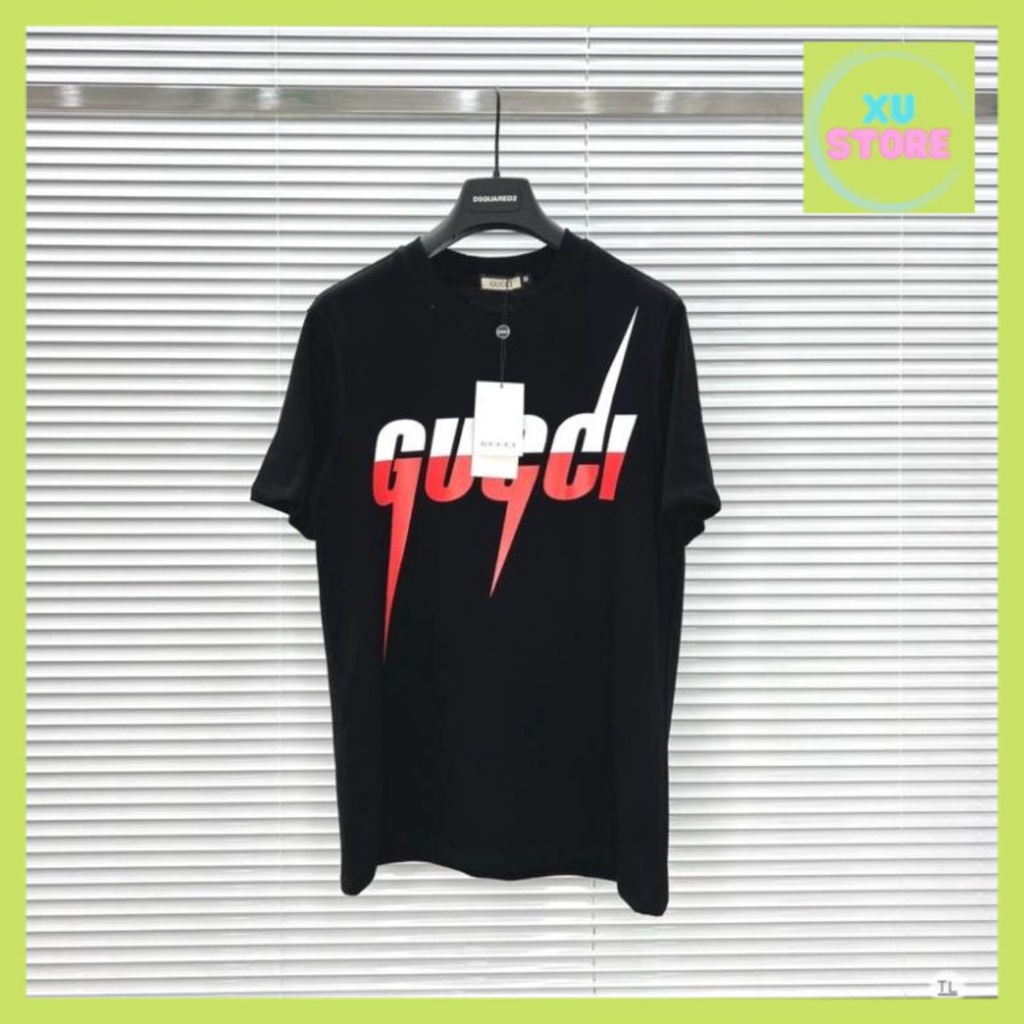 Áo Thun Gucci Chữ Đỏ Xanh Nam Nữ Form Unisex Thoáng Mát, Áo Phông Đôi Đen Trắng Hót Treen 2022 [ Xu Store ]