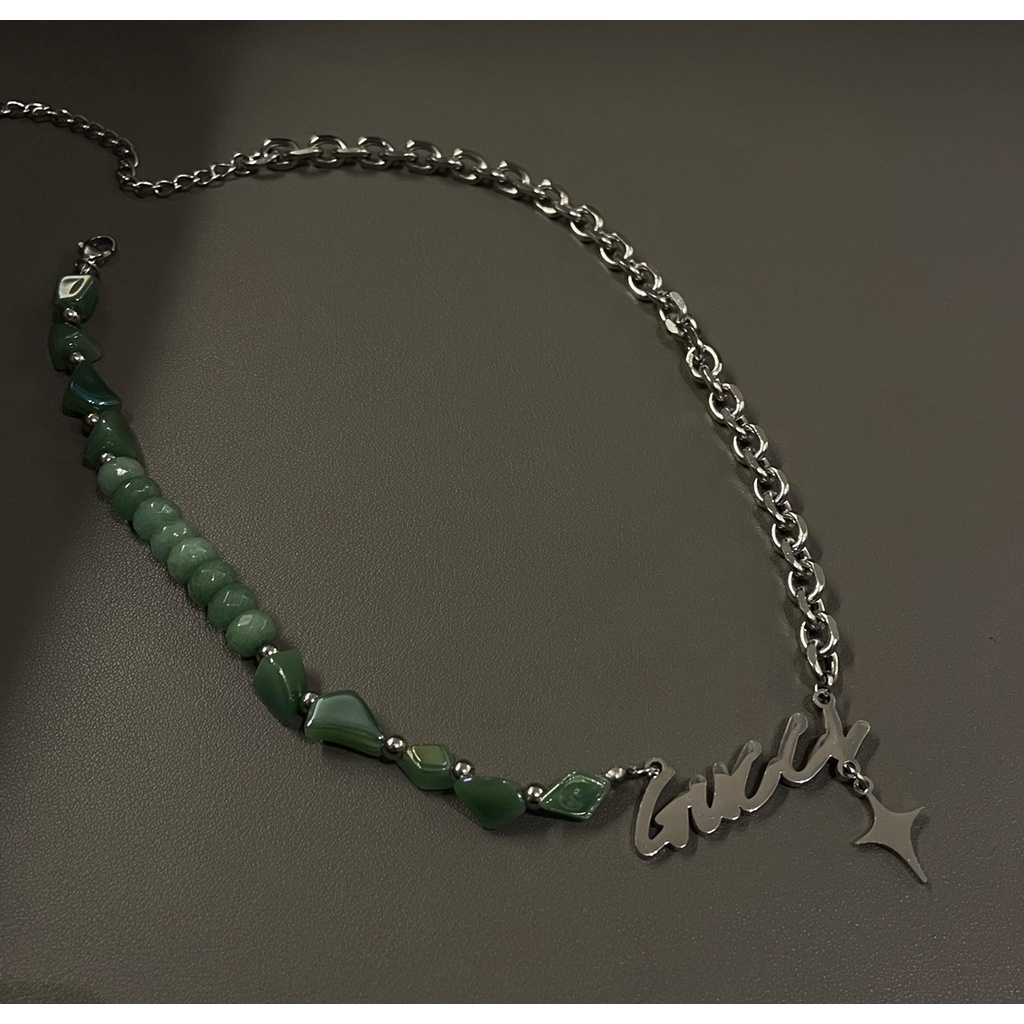 Vòng cổ nam nữ titan màu bạc ngọc Kuuclothes độc đáo cá tính phong cách đường phố - Dây Chuyền chuỗi G Chain