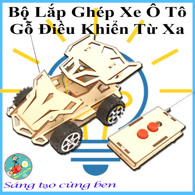 Đồ Chơi Thông Minh - Bộ lắp ghép xe Ô Tô gỗ có điều khiển từ xa theo phương pháp Stem, Steam