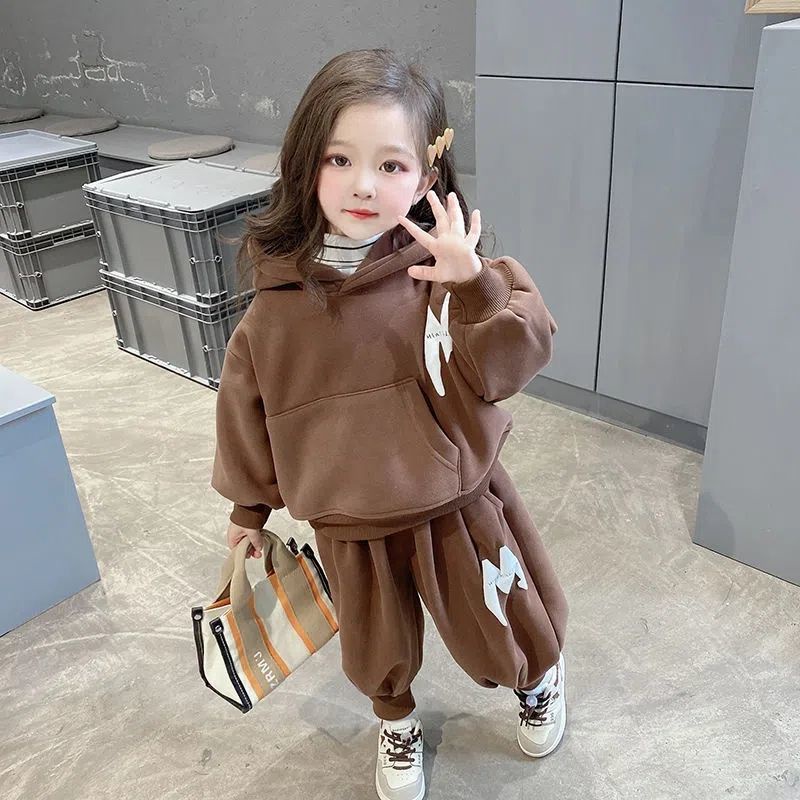 Set Đồ Thể Thao Lót Nhung Thời Trang Thu Đông 2022 Cho Bé Gái tw