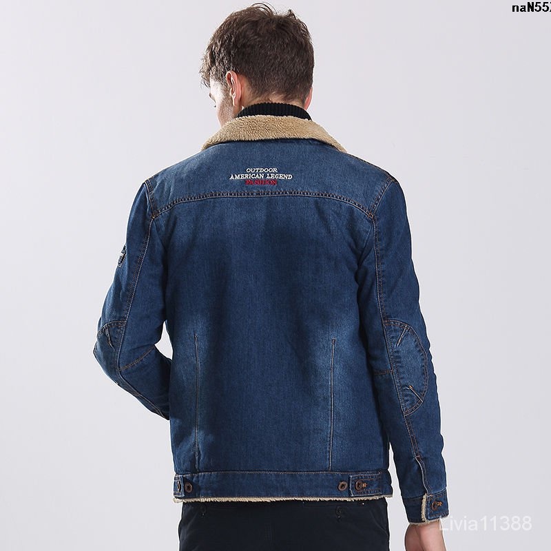Áo Khoác Jean Lót Lông Cừu Phong Cách Hàn Quốc Trẻ Trung Dành Cho Nam