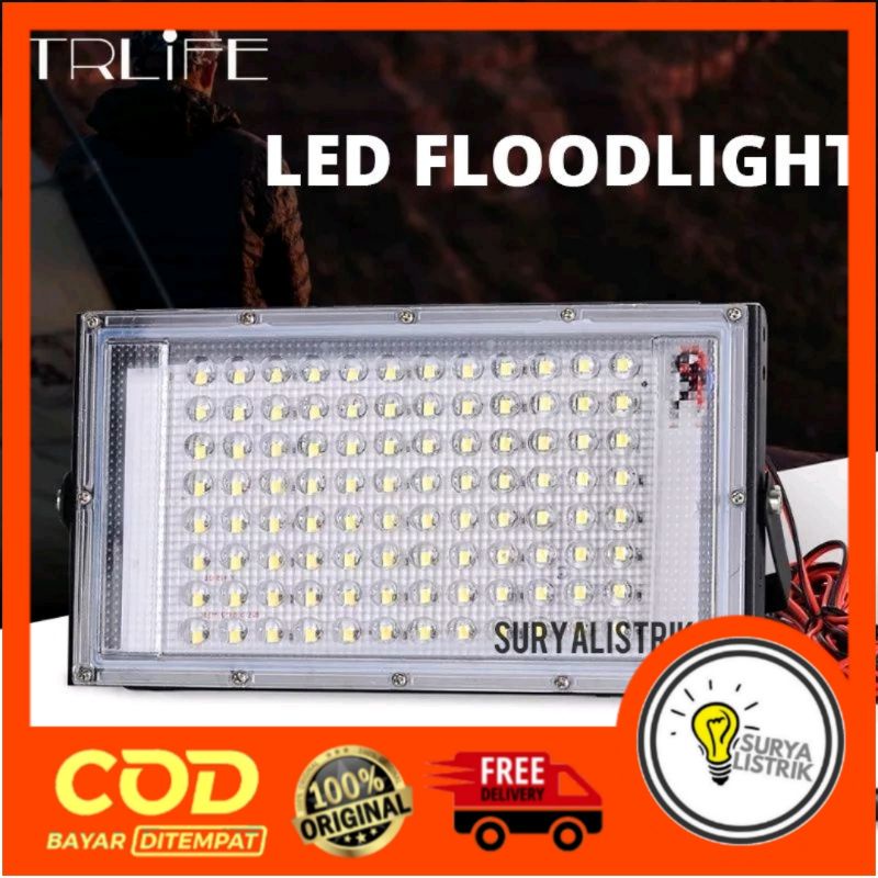 Đèn Pha Led Siêu Sáng DC 12V 50W + Pin 1.5m