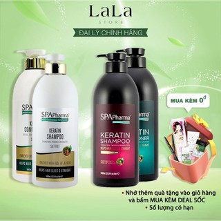 Set gội xả siêu phục hồi tóc Spa Pharma Keratin chuẩn Salon 1000mlx2
