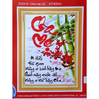 Tranh thêu chữ thập Cha mẹ (chưa thêu) 222214