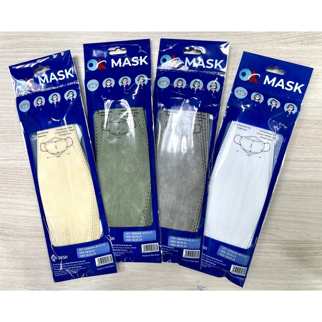 Khẩu trang y tế OK Mask Kf94 Medical Face Mask (Bịch 6 Cái) Khẩu trang kháng khuẩn
