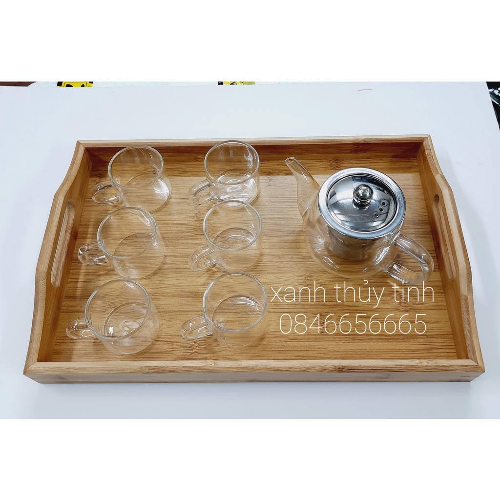 Bộ ấm trà thủy tinh chịu nhiệt cao, ấm nhỏ chịu nhiệt tới 400 độ, dung tích ấm 300ml- AT21