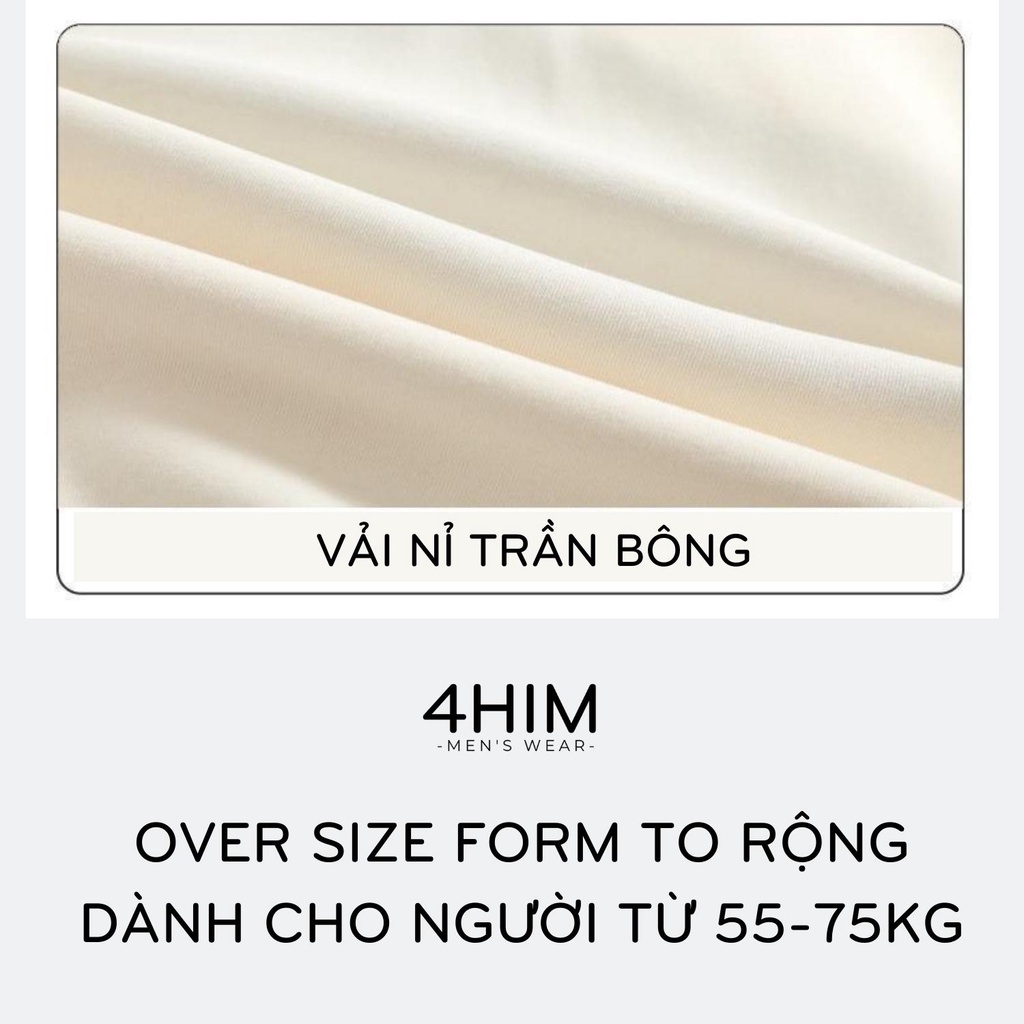 Áo sweater nỉ unisex polo chất vải nỉ bông in hình sắc nét Áo nỉ bông dài tay nam nữ form rộng tay bồng hàn quốc 4him