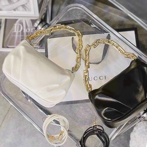 Túi kẹp nách, túi đeo chéo nữ phối xích da trơn mềm phong cách hàn quốc superbag 385
