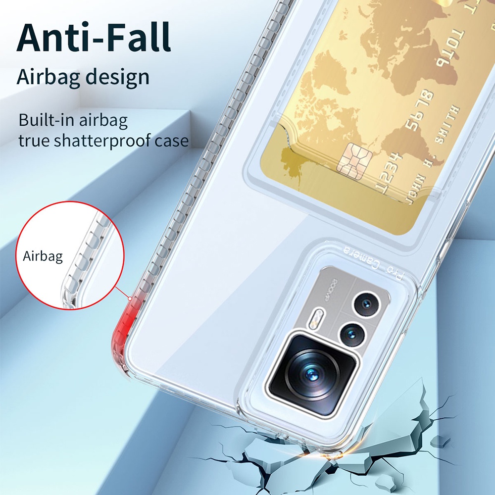 Ốp Điện Thoại Trong Suốt Có Ngăn Đựng Thẻ Cho Xiaomi 12T Pro Redmi K50 Ultra 12Tpro Xiaomi12t