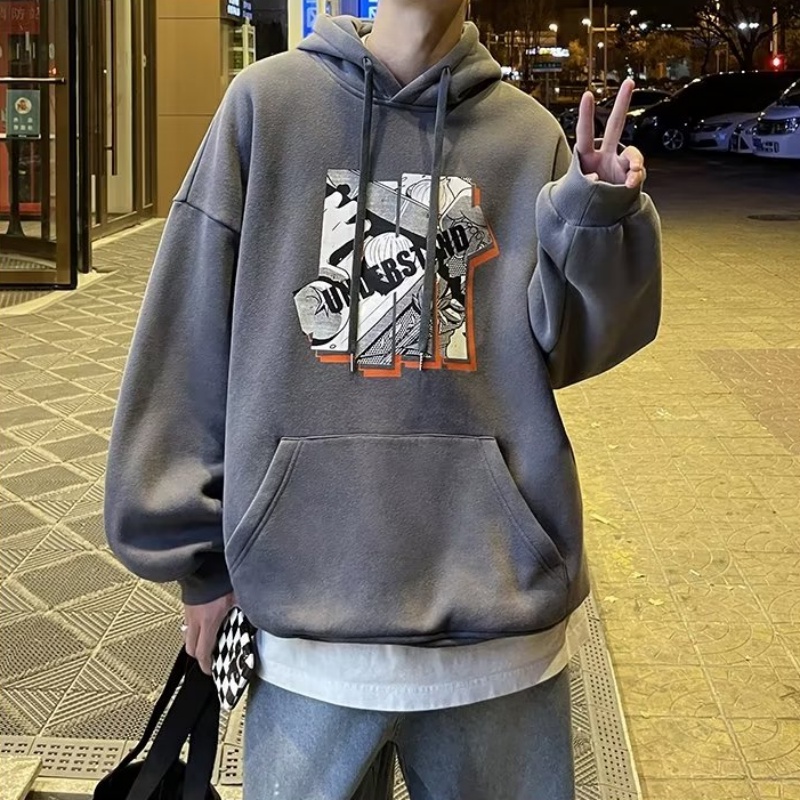 Áo Hoodie Form Rộng In Họa Tiết Hoạt Hình Phong Cách Hiphop Đường Phố