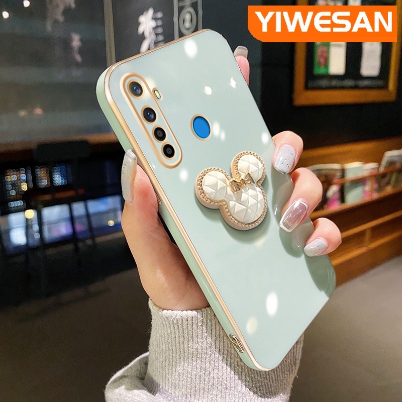Ốp Điện Thoại Mềm Chống Sốc Họa Tiết Tai Chuột Mickey Đính Đá Cho Realme 5 5i 5s 6i 5 Pro
