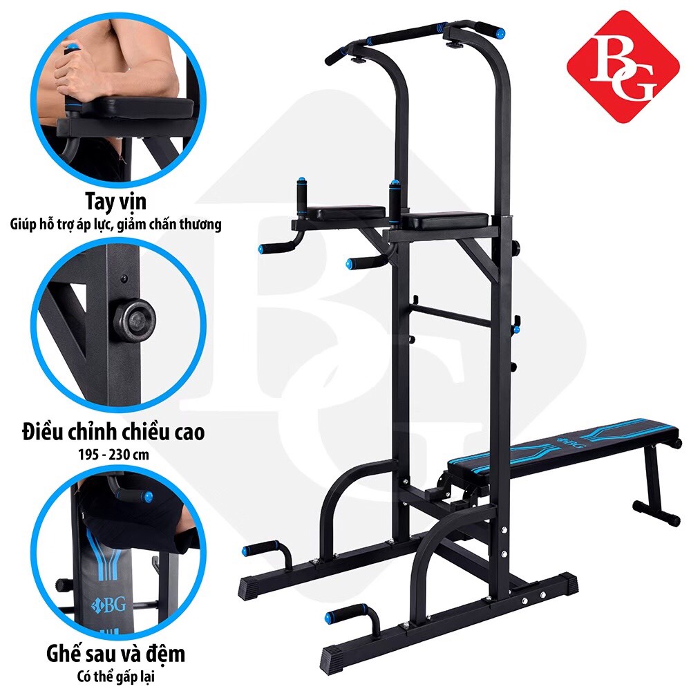 BG Xà đơn-xà kép đa năng thiết bị tập tổng hợp tay vai bụng chinnup fitness ĐẶC BIỆT có ghế tập bụng