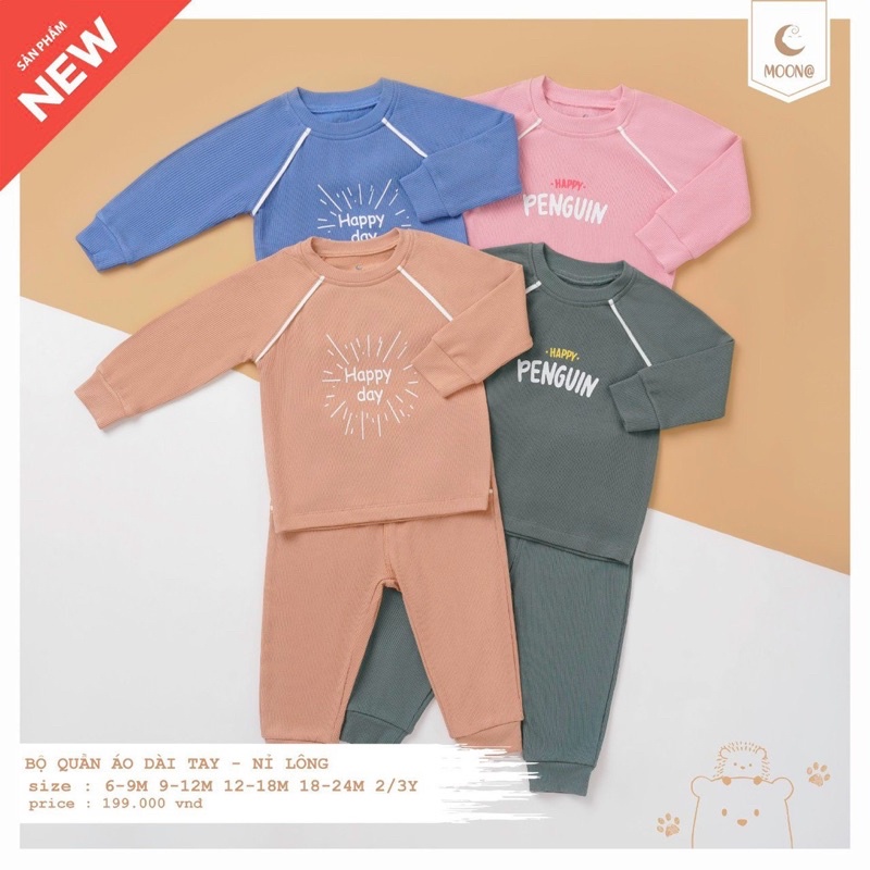 Moon - Bộ dài nỉ lông thu đông cao cấp mềm đẹp cho bé