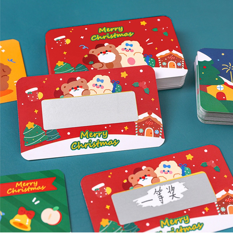 Set 20 tấm thẻ cào viết tay làm phần thưởng cho học sinh họa tiết giáng sinh dễ thương