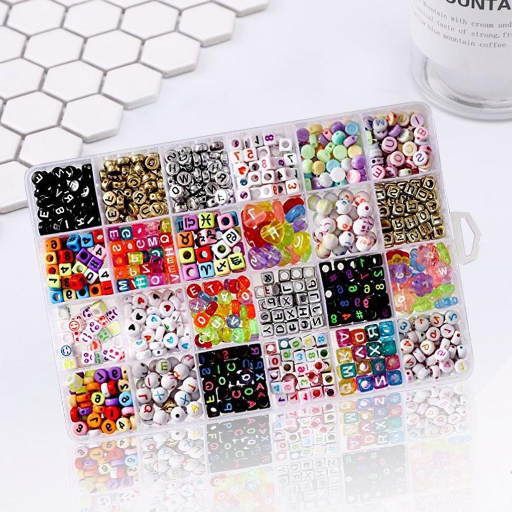 Set 1200 Hạt Xỏ Vòng Tay / Lắc Chân Chất Lượng Cao Kèm Hộp Đựng Màu Sắc Ngẫu Nhiên