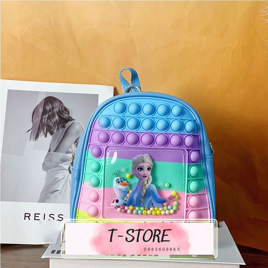 Balo cho bé hình công chúa elsa, balo pop it ngộ nghĩnh, dễ thương