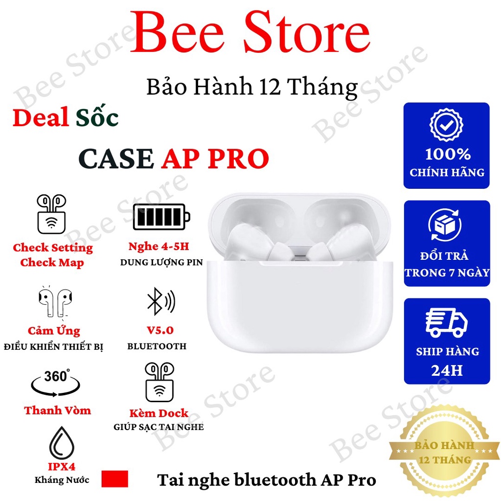 Tai nghe bluetooth APr0, Tai nghe không dây, Vi Trình 4B Mới Nhất, Đổi Tên, Định Vị, Pin trâu, Kháng Nước IPX4