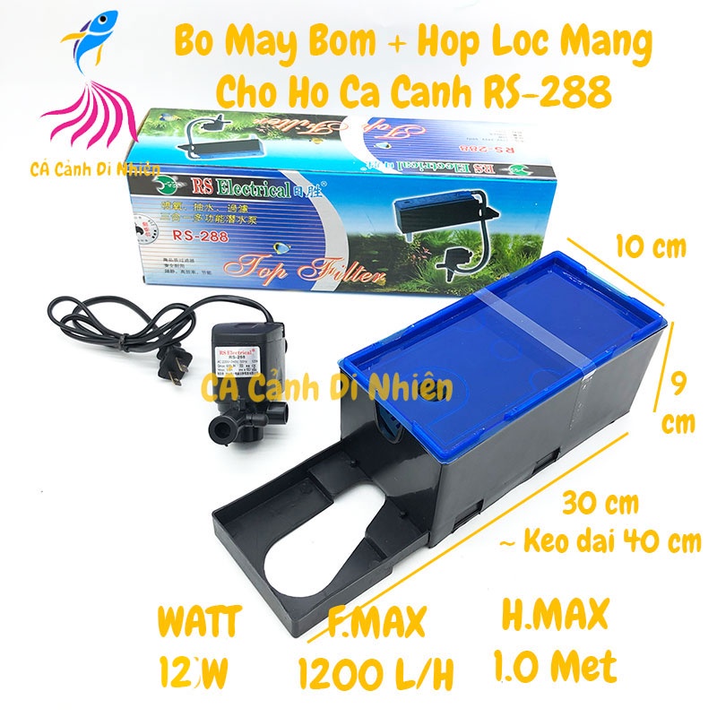 Máy bơm lọc nước RS-288 12W kèm lọc máng cho hồ cá cảnh RS 288
