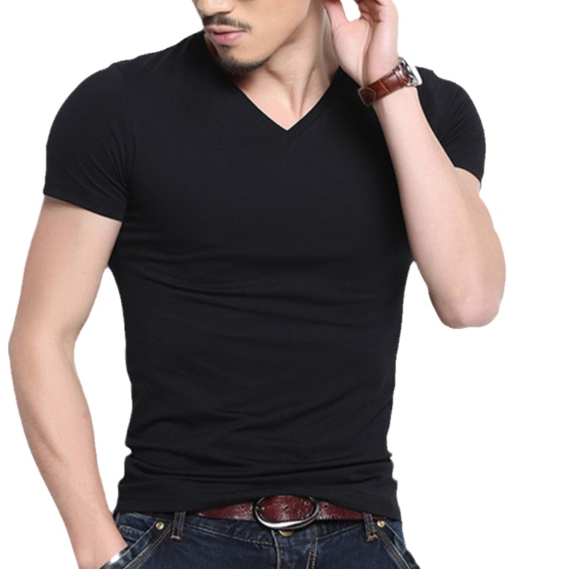 Áo Thun Tay Ngắn Cổ Chữ V Màu Sắc Đơn Giản Thời Trang Mùa Hè Cho Nam