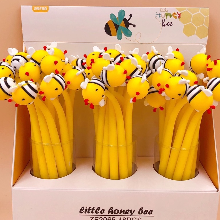 Bút gel nước mực xanh học sinh silicon Sofun mẫu em bé gấu, phomai, vịt, bông hoa cao cấp