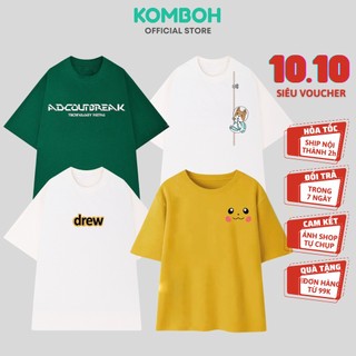 Áo thun tay lỡ KOMBOH phông Unisex nam nữ oversize form rộng 4 màu - A120