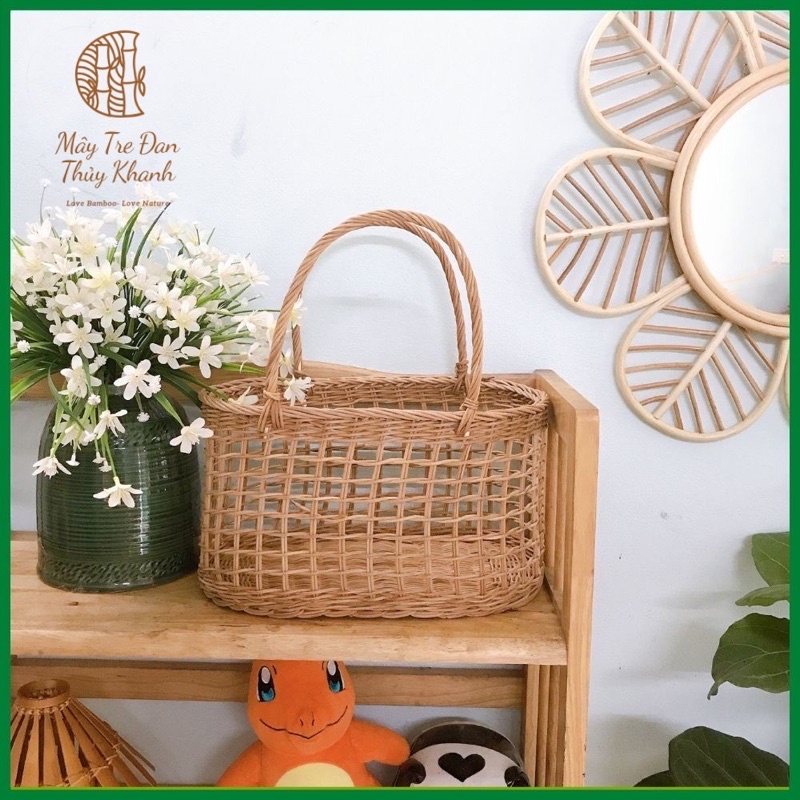 Làn mây, lẵng mây đựng quà tết, giỏ pinic decor dã ngoại Mây Tre Đan Thuỷ Khanh