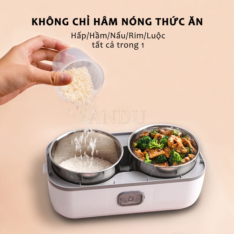 Hộp Cơm Văn Phòng 2 Tầng 4 Bát Inox Có Chức Năng Nấu Chín Hâm Nóng Và Giữ Nhiệt Dễ Dàng Vệ Sinh