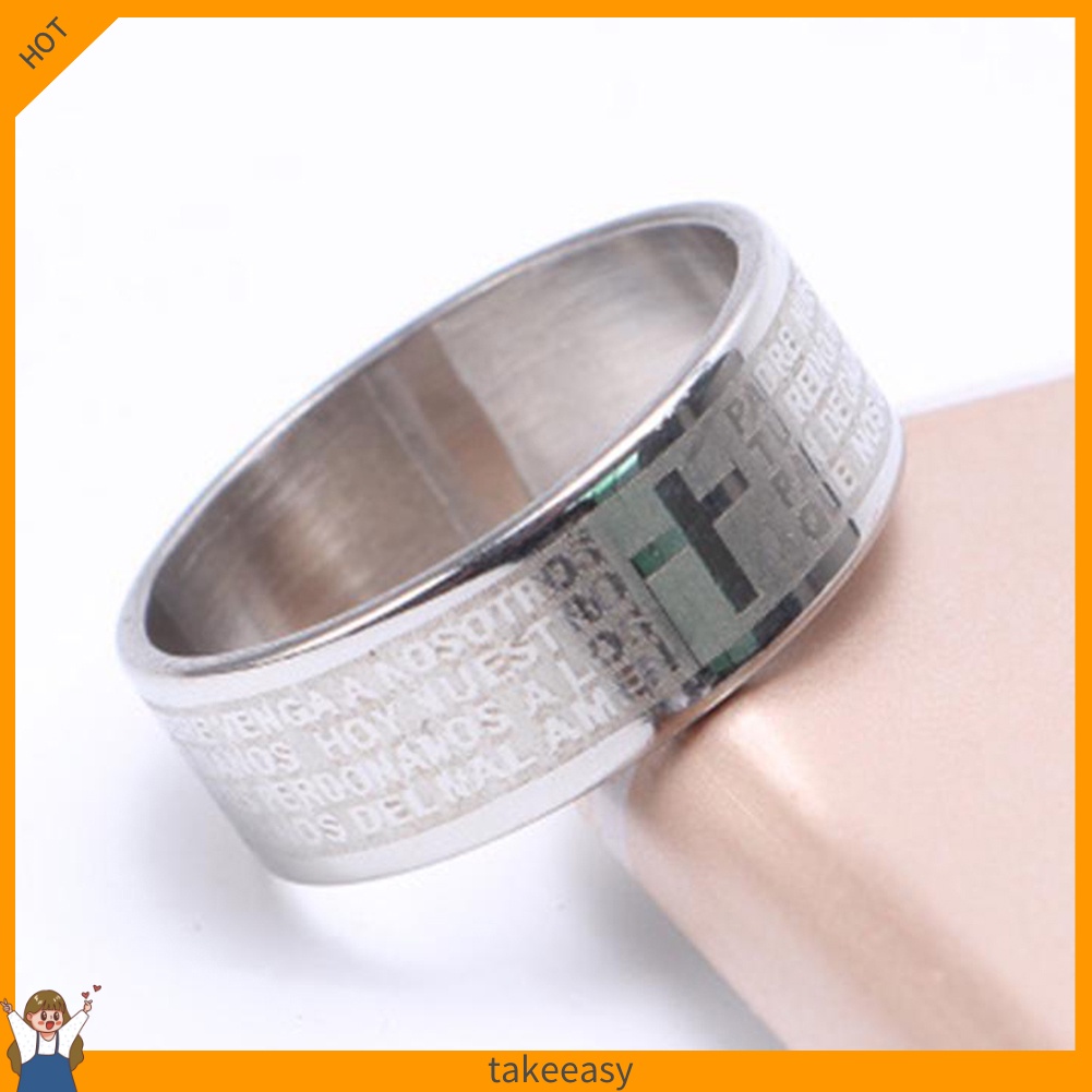 Nhẫn đeo tay bằng thép titan họa tiết chữ thập thời trang cho cặp đôi
