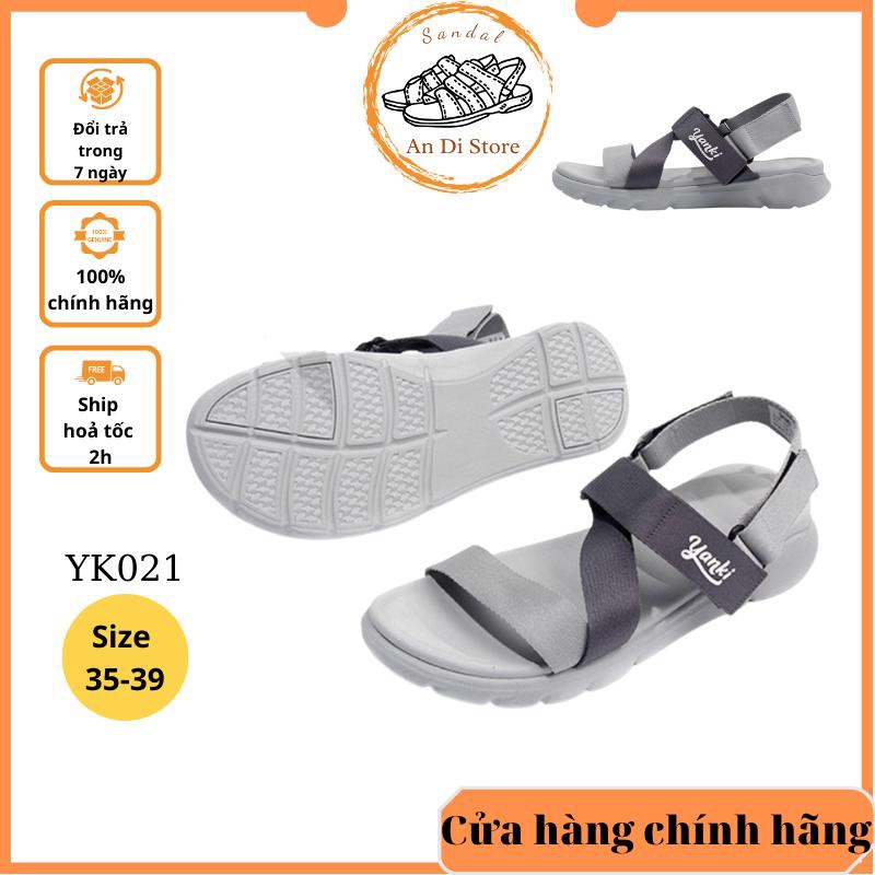 Giày Sandal Yanki Nam Quai Chữ Z YY021G Chéo Đế Cao Su Quai Dù Đi Học Đi Làm Đi Chơi Full Size Màu xám
