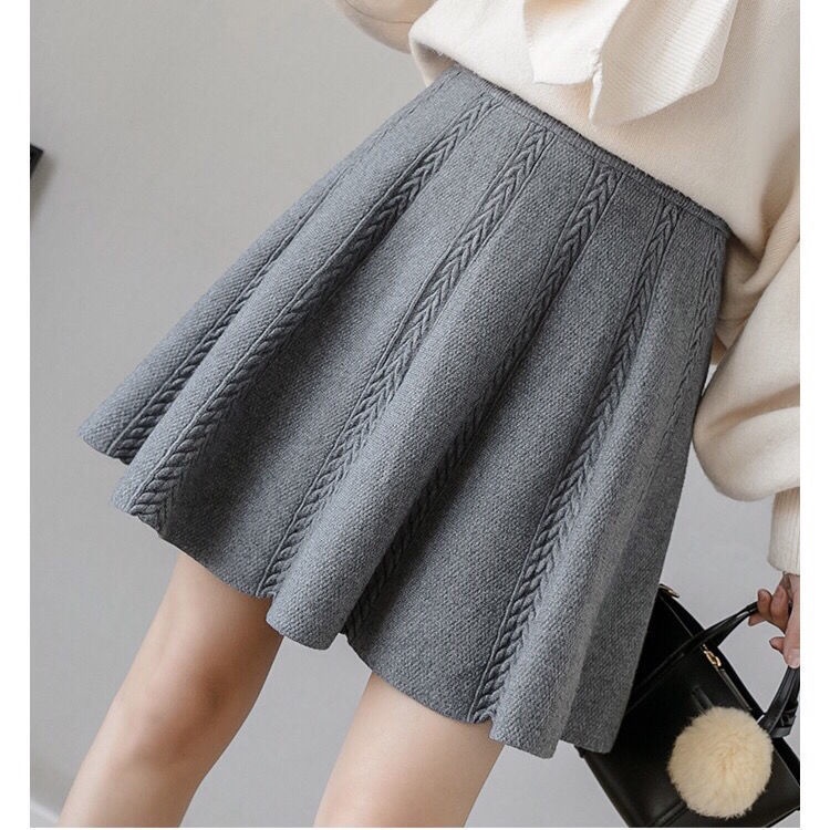 Chân Váy Chữ A Dệt kim Len Nhung Len Váy Xòe Ngắn Dáng Rộng Dày Lưng Cao Thiết Kế Mới Mùa Thu Đông 1