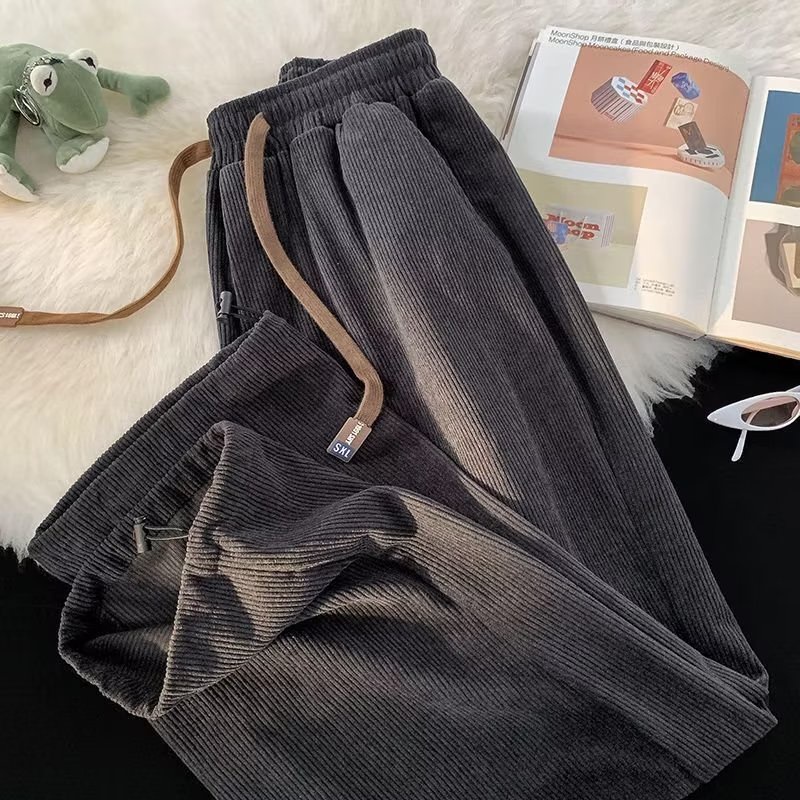 Quần dài thời trang đơn giản unisex quần nỉ retro quần nhung tăm phong cách hàn quốc quần vải ống rộng nam fashion quần baggy nam ống rộng tiếng nhật quần dài nam