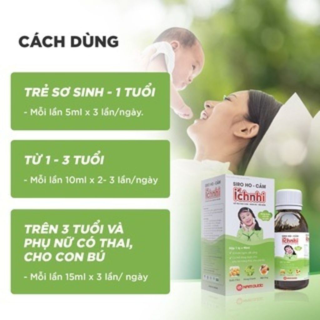 [Combo 3 chai] Siro ho cảm Ích Nhi chai 90ml hỗ trợ giải cảm, giảm ho, sổ mũi, tiêu đờm, cho trẻ nhỏ, bà bầu, cho con bú