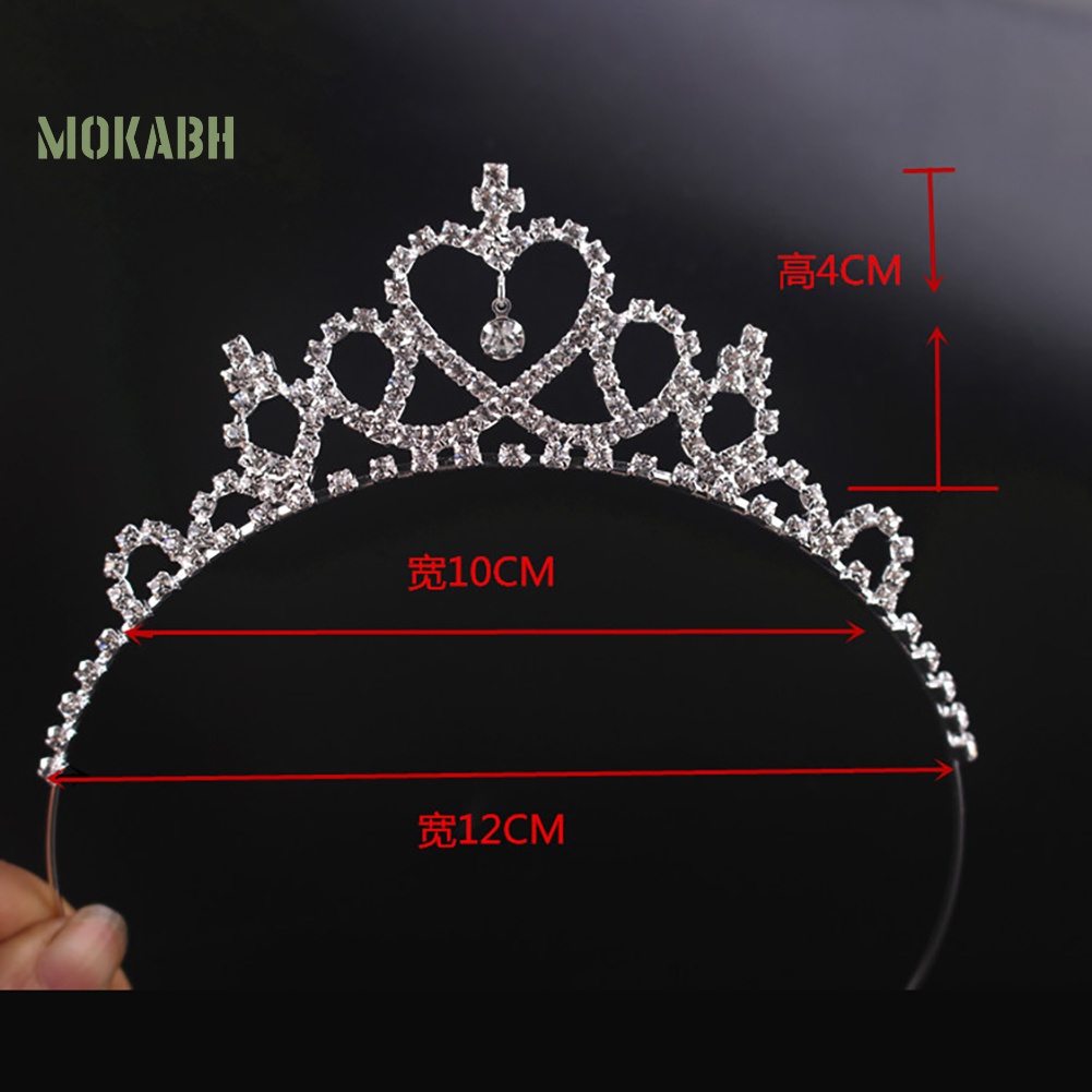 Vương Miện Cài Tóc Đính Đá Hình Trái Tim Thanh Lịch Cho Bé Gái