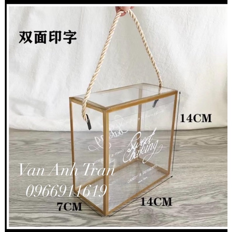 [set 5 cái] hộp mica kt14x14x7cm đựng bánh kẹo các mẫu