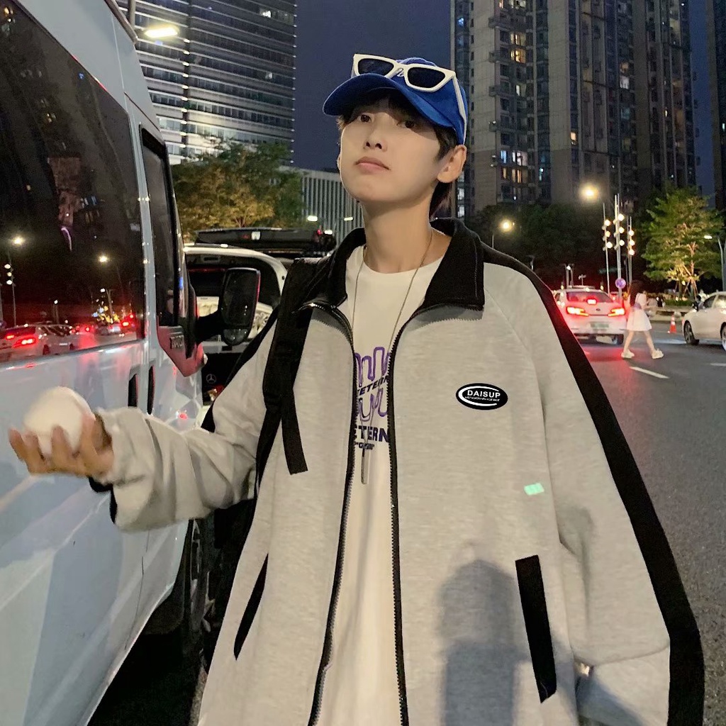 Áo Khoác Thể Thao Cổ Đứng Dáng Rộng Phong Cách Harajuku Thời Trang Xuân Thu 2022 Cho Nam