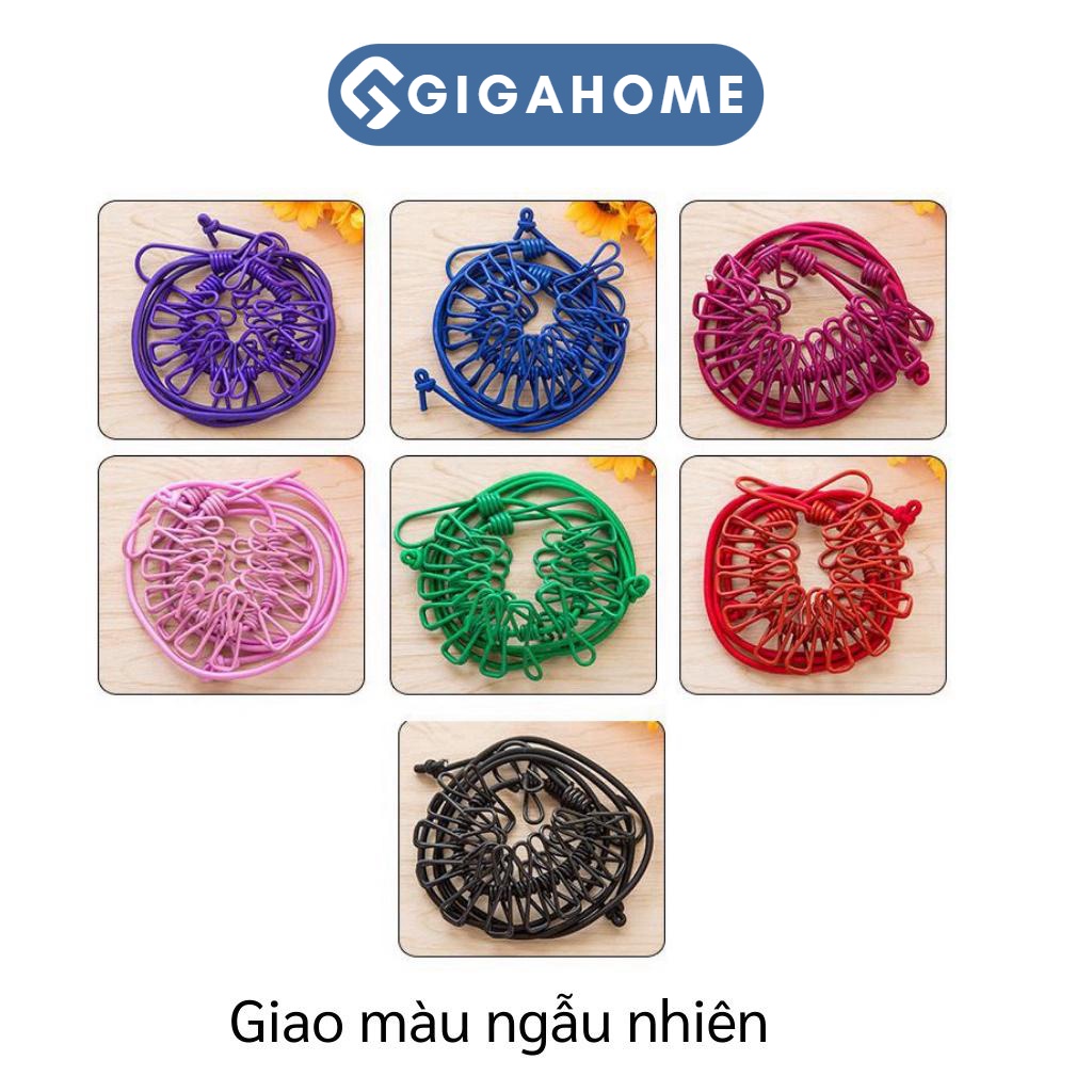 Dây Phơi Quần Áo Có 12 Kẹp Bấm GIGAHOME Dài 180cm Đa Năng 4138