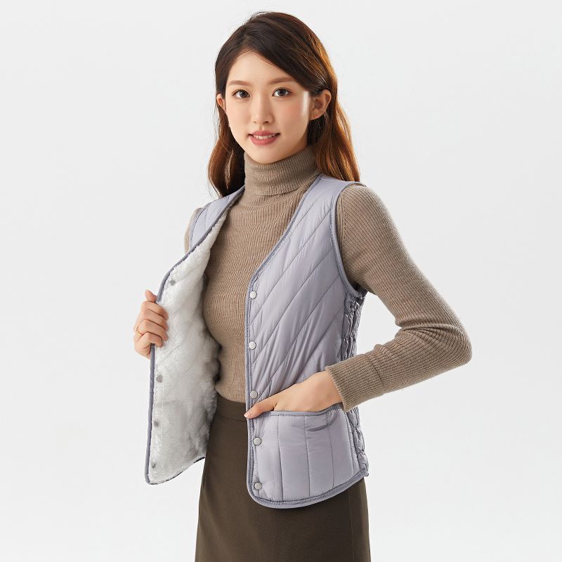 Ophao gile N Áo Ghi Lê Lót Cotton Lót Lông Cừu Giữ Nhiệt Dáng Ôm Phong Cách Hàn Quốc Thời Trang Thu Đông Mới Dành Cho Bạn Nữ