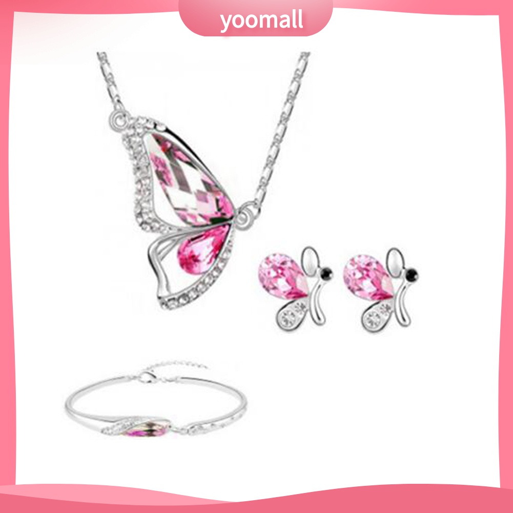 Bộ Trang Sức Hình Bướm Đính Đá Sang Trọng Cho Cô Dâu