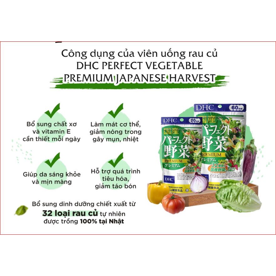 Viên Uống DHC Rau Củ Quả Tổng hợp Premium 15 Ngày 60v/gói