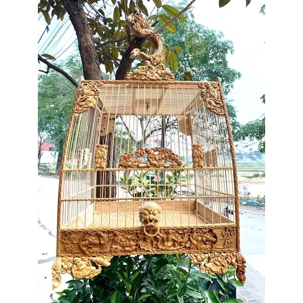 Lồng chim chào mào Tre đục full lồng cao cấp kèm đủ phụ kiện đẹp