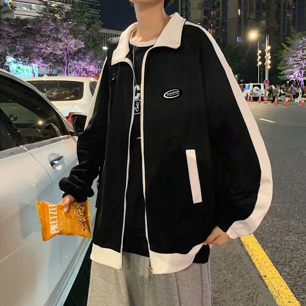 Áo Khoác Thể Thao Cổ Đứng Dáng Rộng Phong Cách Harajuku Thời Trang Xuân Thu 2022 Cho Nam