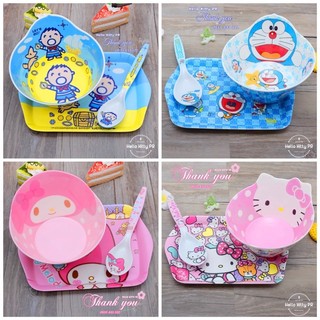 Tô muỗng dĩa hoạt hình HelloKitty Doraemon Melody Elsa