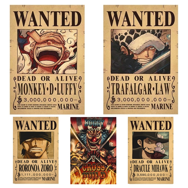 Mới Poster Phim Hoạt Hình One Piece 3 Billion Bounty Wanted Four Emperors Kid