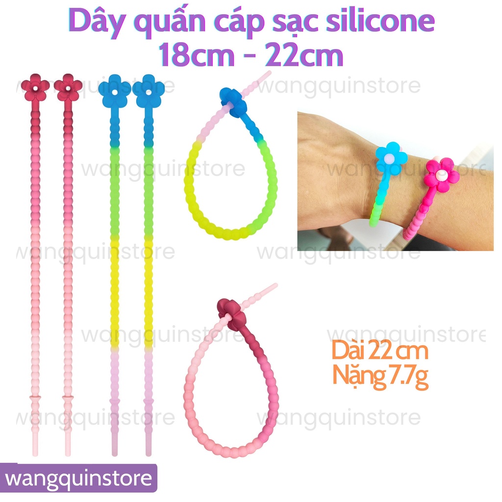 Dụng cụ quấn sắp xếp dây cáp sạc USB/dây cáp cổng tai nghe đủ màu chống rối gọn gàng tiện dụng Silicone cao cấp đủ màu